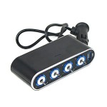 Car lighter / cigarette socket multiplier 4 outlets, 1 USB, ON/OFF switch / outlet, black color